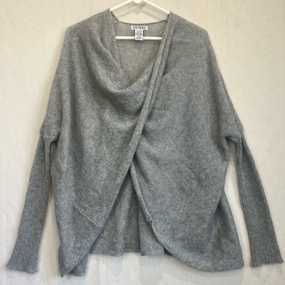 Sisters Boho Twisted Poncho Sweater Mohair Alpaca Blend Dolman Sleeve Sz S/M
